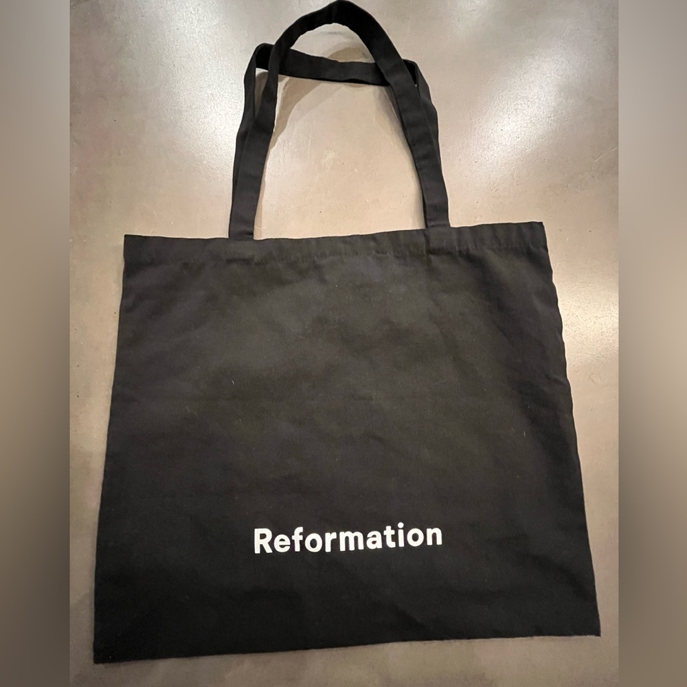 Reformation Black Canvas Tote with White Logo